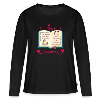 L’amour de maman - T-shirt manches longues Premium bio Femme - noir - Devant - Julia (174cm)