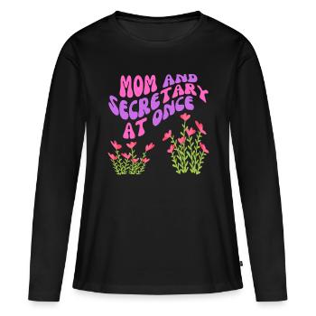 Mama und Sekretärin - Frauen Premium Bio Langarmshirt - Schwarz - Vorne - Julia (174cm)