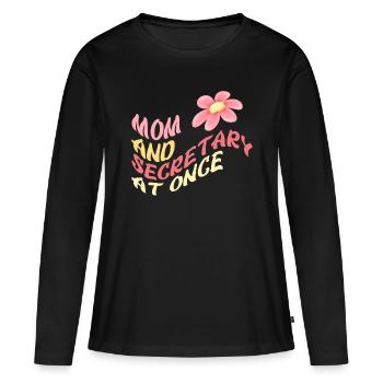 Mama und Sekretärin zugleich - Frauen Premium Bio Langarmshirt - Schwarz - Vorne - Julia (174cm)