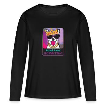 Hartnäckiger Hundekönig - Frauen Premium Bio Langarmshirt - Schwarz - Vorne - Julia (174cm)