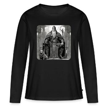 Stolzer Wikinger Krieger Germane mit Schwert - Frauen Premium Bio Langarmshirt - Schwarz - Vorne - Julia (174cm)