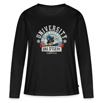 University of snowboarding - T-shirt manches longues Premium bio Femme - noir - Devant - Julia (174cm)