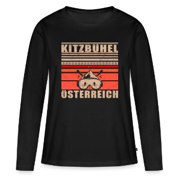 Kitzbühel Autriche Rétro Coucher De Soleil Ski 80s - T-shirt manches longues Premium bio Femme - noir - Devant - Julia (174cm)