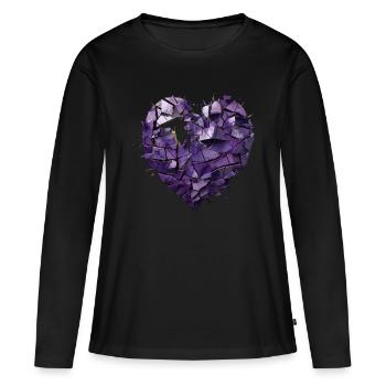 Valentinstag Herz Liebe Liebesbeweis Gefühle - Frauen Premium Bio Langarmshirt - Schwarz - Vorne - Julia (174cm)
