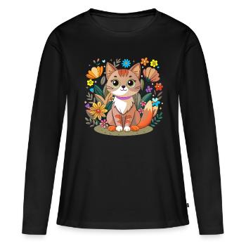 Petit chaton doux - T-shirt manches longues Premium bio Femme - noir - Devant - Julia (174cm)