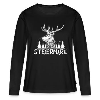 Styrie - T-shirt manches longues Premium bio Femme - noir - Devant - Julia (174cm)