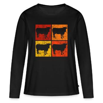 Vaches rétro bovin agriculteur agriculture vache fermage - T-shirt manches longues Premium bio Femme - noir - Devant - Julia (174cm)