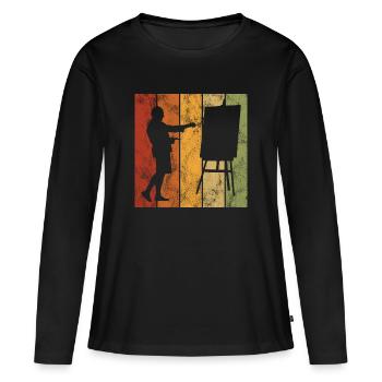 Artiste peinture rétro art artiste peintre - T-shirt manches longues Premium bio Femme - noir - Devant - Julia (174cm)