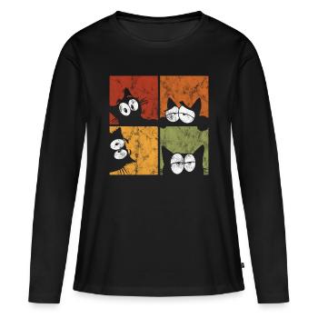 Chat chat chat de chat - T-shirt manches longues Premium bio Femme - noir - Devant - Julia (174cm)