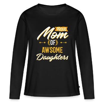 Cadeau d'anniversaire de mère fière Noël - T-shirt manches longues Premium bio Femme - noir - Devant - Julia (174cm)
