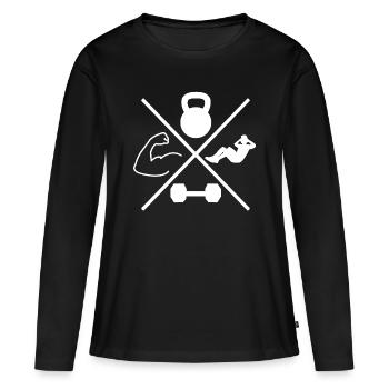 WORKOUT Kreuz - Frauen Premium Bio Langarmshirt - Schwarz - Vorne - Julia (174cm)