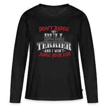 Bullterrier chien amoureux des chiens sort cadeau - T-shirt manches longues Premium bio Femme - noir - Devant - Julia (174cm)