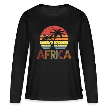 Afrique - T-shirt manches longues Premium bio Femme - noir - Devant - Julia (174cm)