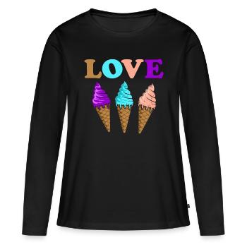 Eiscreme - Frauen Premium Bio Langarmshirt - Schwarz - Vorne - Julia (174cm)