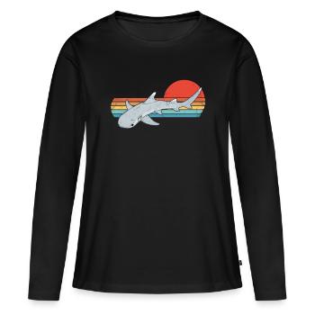 Dentelles blanches Riffhai - T-shirt manches longues Premium bio Femme - noir - Devant - Julia (174cm)