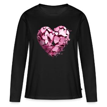 Valentinstag Herz Liebe Liebesbeweis Gefühle - Frauen Premium Bio Langarmshirt - Schwarz - Vorne - Julia (174cm)