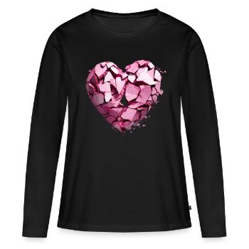 Valentinstag Herz Liebe Liebesbeweis Gefühle - Frauen Premium Bio Langarmshirt - Schwarz - Vorne - Julia (174cm)