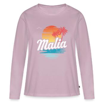 Malia - T-shirt manches longues Premium bio Femme - rose poudré - Devant - Julia (174cm)
