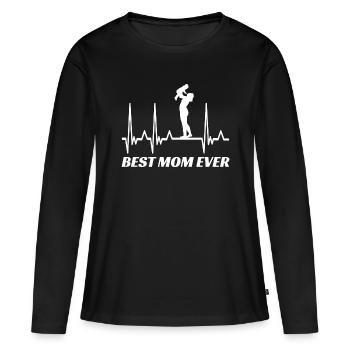 Cadeau de fête des mères 2021 maman mère - T-shirt manches longues Premium bio Femme - noir - Devant - Julia (174cm)