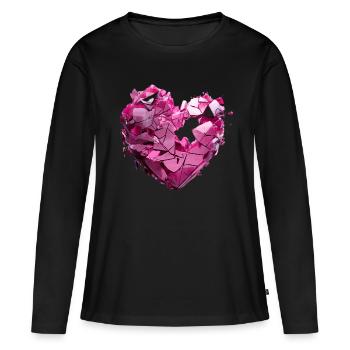 Valentinstag Herz Liebe Liebesbeweis Gefühle - Frauen Premium Bio Langarmshirt - Schwarz - Vorne - Julia (174cm)