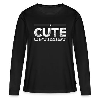 Optimiste mignon - T-shirt manches longues Premium bio Femme - noir - Devant - Julia (174cm)