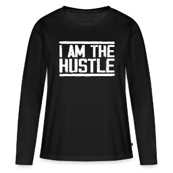I Am the Hustle Funny Business Owner, CEO - T-shirt manches longues Premium bio Femme - noir - Devant - Julia (174cm)
