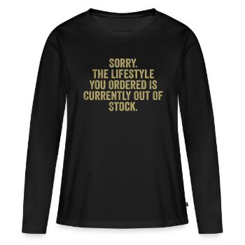 Entschuldigung, der von Ihnen bestellte Lebensstil ist derzeit nicht verfügbar - Frauen Premium Bio Langarmshirt - Schwarz - Vorne - Julia (174cm)