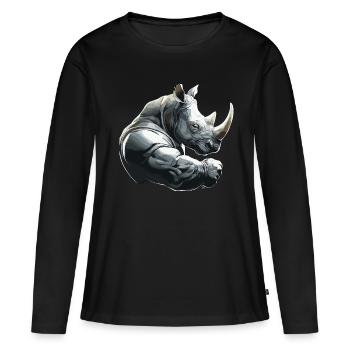 Nashorn Gewichtheben Fitness-Studio - Frauen Premium Bio Langarmshirt - Schwarz - Vorne - Julia (174cm)