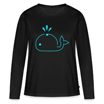 Dolphin Choice Bleu doux - T-shirt manches longues Premium bio Femme - noir - Devant - Julia (174cm)