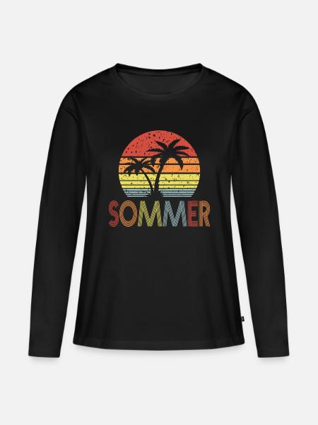 Sommer - Frauen Premium Bio Langarmshirt - Schwarz
