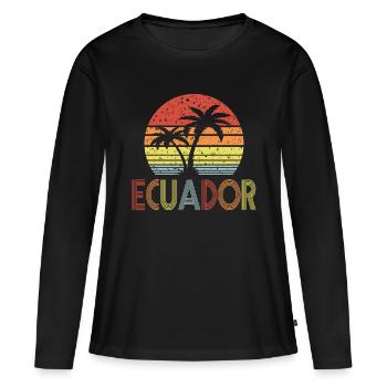 Ecuador - Frauen Premium Bio Langarmshirt - Schwarz - Vorne - Julia (174cm)