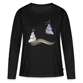 Sapins de Noël - T-shirt manches longues Premium bio Femme - noir - Devant - Julia (174cm)