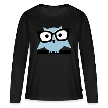 chouette lunettes - T-shirt manches longues Premium bio Femme - noir - Devant - Julia (174cm)