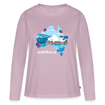 Australie - T-shirt manches longues Premium bio Femme - rose poudré - Devant - Julia (174cm)