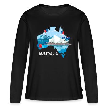 Australie - T-shirt manches longues Premium bio Femme - noir - Devant - Julia (174cm)