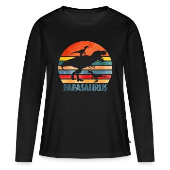 Père Papa Papasaurus - T-shirt manches longues Premium bio Femme - noir - Devant - Julia (174cm)
