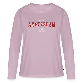 Amsterdam - Women's Premium Organic Long Sleeve Shirt - dusky pink - Front - Julia (174cm)