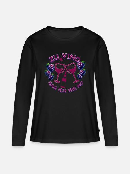 Vino nie no - Frauen Premium Bio Langarmshirt - Schwarz