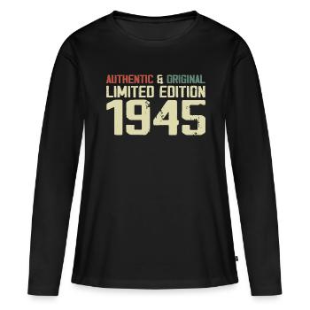 1945 Birthday Gift 1945 Vintage 1945 Retro - Women's Premium Organic Long Sleeve Shirt - black - Front - Julia (174cm)