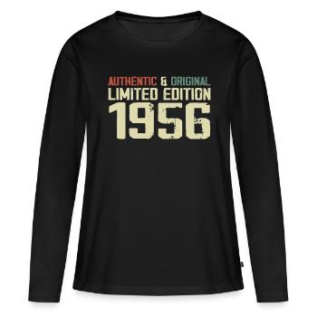 1956 Geburtstagsgeschenk 1956 Jahrgang 1956 Retro - Frauen Premium Bio Langarmshirt - Schwarz - Vorne - Julia (174cm)