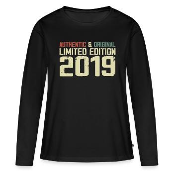 2019 Geburtstagsgeschenk 2019 Jahrgang 2019 Retro - Frauen Premium Bio Langarmshirt - Schwarz - Vorne - Julia (174cm)