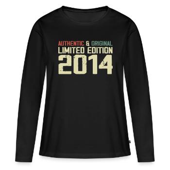 2014 Geburtstagsgeschenk 2014 Jahrgang 2014 Retro - Frauen Premium Bio Langarmshirt - Schwarz - Vorne - Julia (174cm)