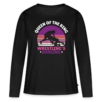 Entraîneur de lutte, lutteur, grappling, arts martiaux - T-shirt manches longues Premium bio Femme - noir - Devant - Julia (174cm)