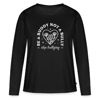 Stop au harcèlement scolaire - T-shirt manches longues Premium bio Femme - noir - Devant - Julia (174cm)