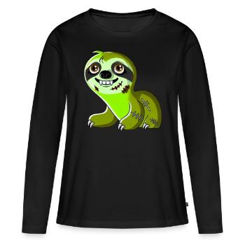 Drôle Halloween paresseux zombie dessin animé - T-shirt manches longues Premium bio Femme - noir - Devant - Julia (174cm)