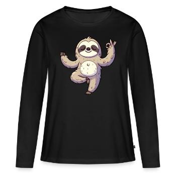 Méditation Yoga paresseux Formation Autogène - T-shirt manches longues Premium bio Femme - noir - Devant - Julia (174cm)