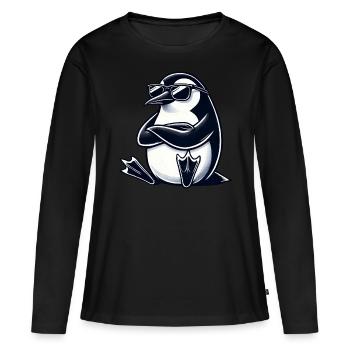Cool penguin with sunglasses and interlaced - Women's Premium Organic Long Sleeve Shirt - black - Front - Julia (174cm)