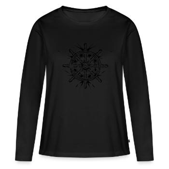 Capitaine de bateau au volant - T-shirt manches longues Premium bio Femme - noir - Devant - Julia (174cm)
