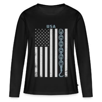 Service de dépannage - T-shirt manches longues Premium bio Femme - noir - Devant - Julia (174cm)