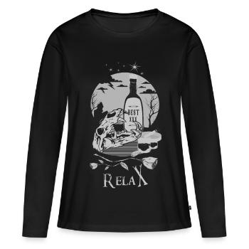 Meilleur whisky Relax - T-shirt manches longues Premium bio Femme - noir - Devant - Julia (174cm)